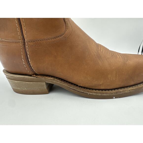 Justin Western Cowboy Boots Brown Leather 1173 Vibram Roper Men Size 9.5 EE - Picture 6 of 9